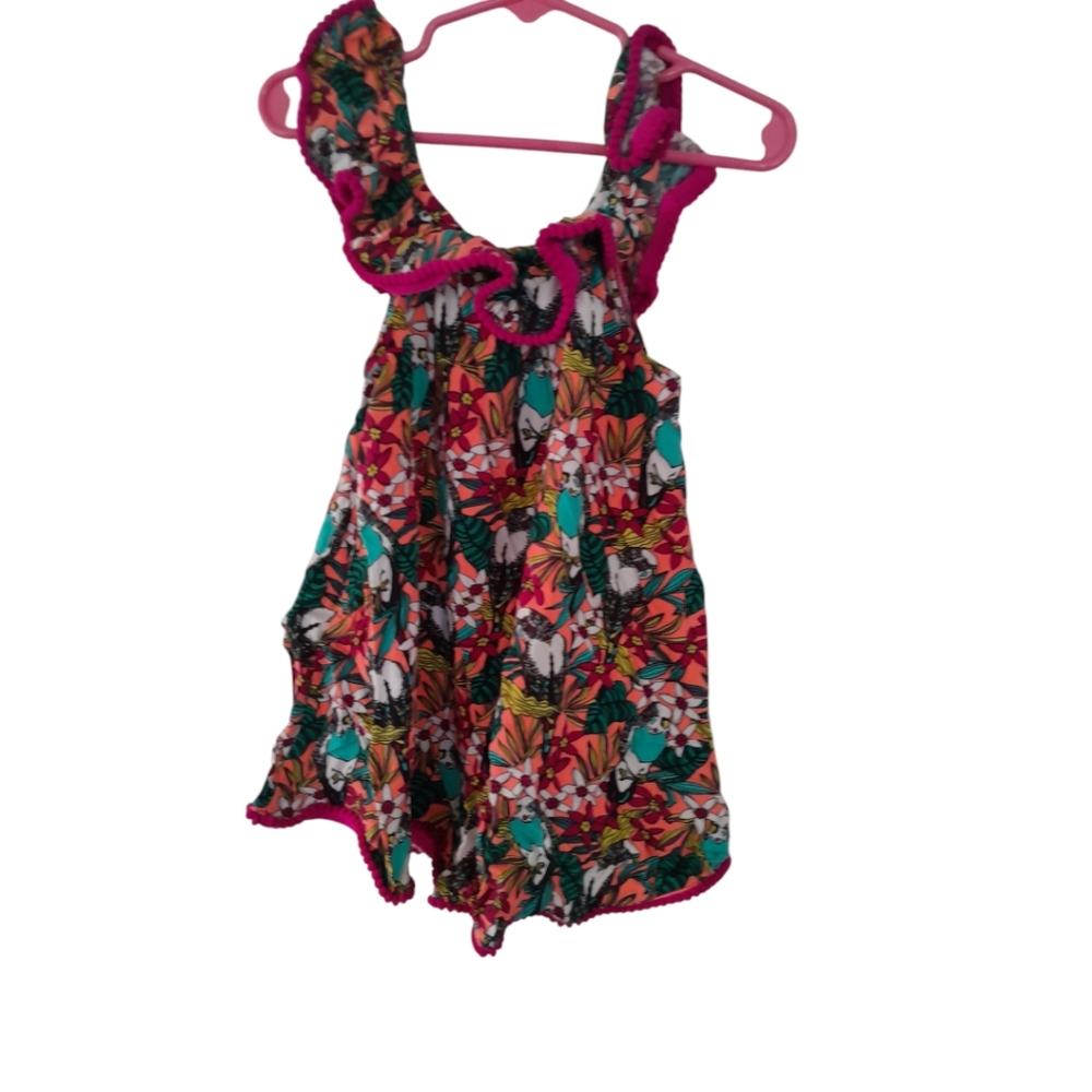 Cat & Jack Girl’s Dress Colorful Tropical Leaf Bird Print size 2T
